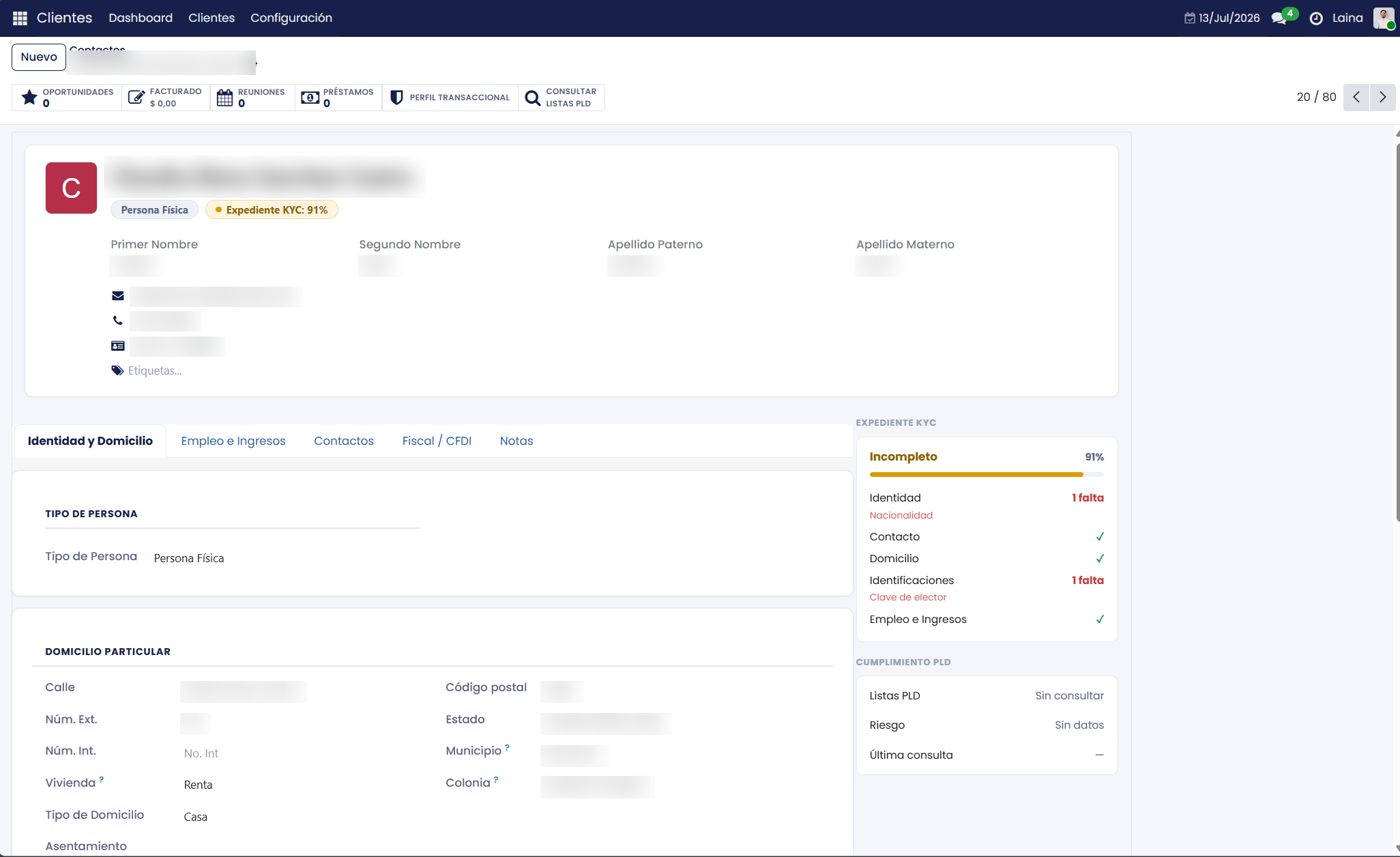 Expediente KYC del cliente y cumplimiento PLD